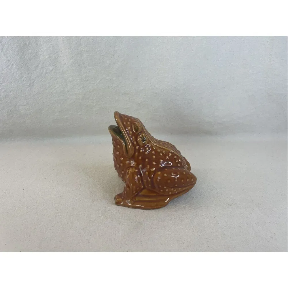 Vintage Italian Frog Coin Bank Mr Toad Pottery Ceramic Majolica Glaze Money Bank